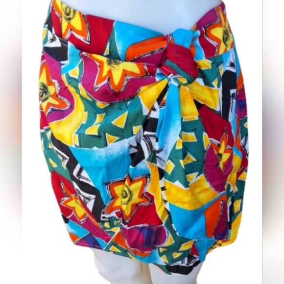 Brett Harrison Colorful Abstract 80s Vibe Wrap Skort 8 - Picture 1 of 9